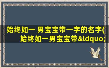 始终如一 男宝宝带一字的名字(始终如一男宝宝带“一”字名字大全，不一样的命名方式等你挑！)